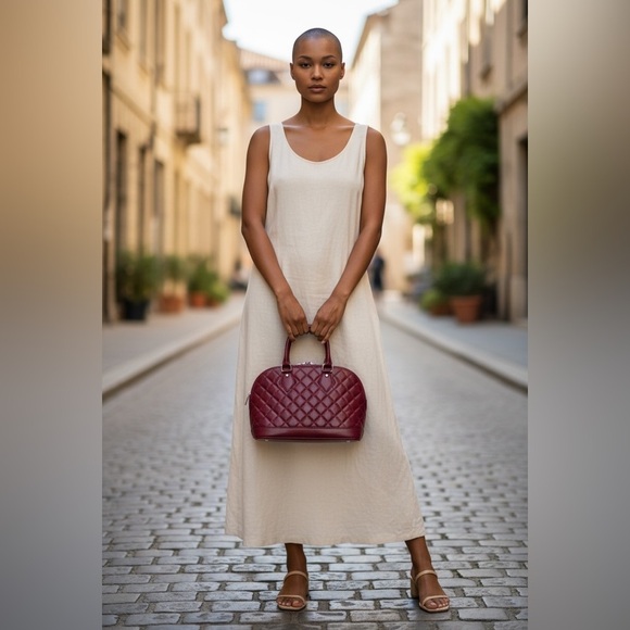 I Medici Leather Quilted Dome Satchel • Made in Italy - Picture 3 of 8